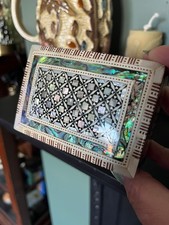 Gorgeous Egyptian Inlaid Mother Of Pearl Trinket Box
