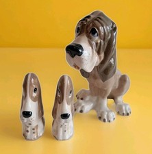 Vintage 50s Szeiler Pottery Bloodhound Dog Model 24 & 2 Sad Sam Basset Hounds