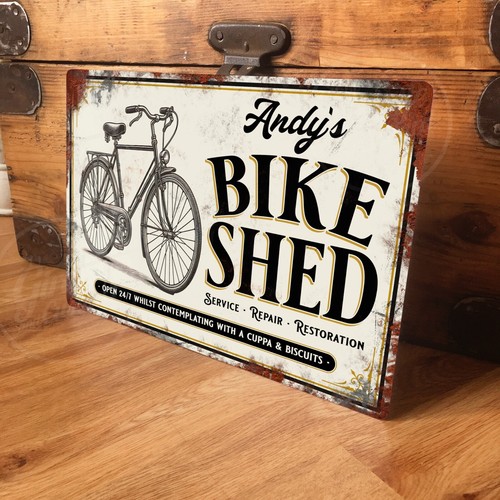 Personalised bike shed metal - bike,