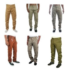 Eto Men's Regular Fit Chino Trousers Button Fly Casual Cotton Jeans Work Pants