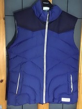 Ladies Berghaus Down Puffer Gilet, Size 14.  Two Tone Blue With Detachable Hood.