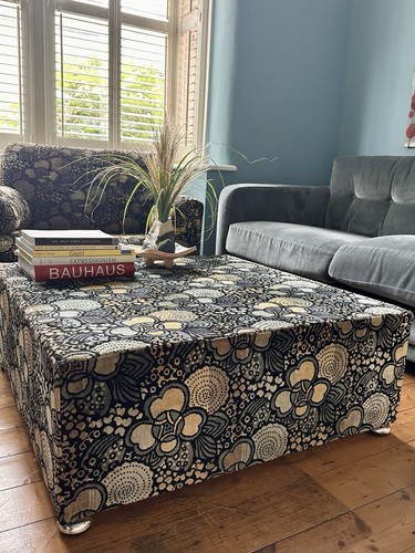 Vintage 1970s large ottoman - vintage,