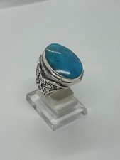925 Sterling Silver Men And Women Ring With Blue Natural Turquoise Stone X UK 