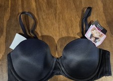Maiden Form Size 34B Ultimate Stay Put Strapless Underwire Bra Black Solid 