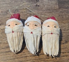 3 RETRO CREPE PAPER  FATHER CHRISTMAS SANTA BAUBLES CHRISTMAS TREE DECORATIONS