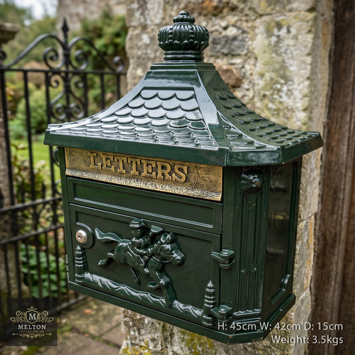 Traditional post box - post, green