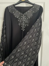 Black Silk Satin Abaya Dress