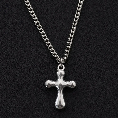 Silver cross necklace - silver,
