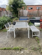 Metal & Plastic Outside Garden Table & Chairs Furniture Set 4 Piece