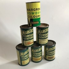 Margros Powder Colours Powdered Paint in Metal Tins x 6 Various Colours Prop