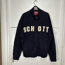 Schott NYC Legendary Outerwear Navy Spellout Zip Up Fleece Jumper Size XL