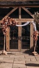 Faux Floral Wedding Flowers With Wooden Arch