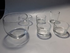 Collection Of 6 Small Glass Tea-Light Holders. Used And New.