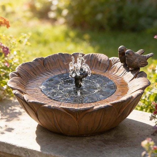 Sunflower solar bird bath - sunflower,