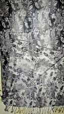 Matalan Grey &Silver Fine Lightweight Paisley & Floral Scarf  Sz 78" X 22"