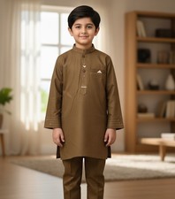 Boys Pakistani Indian shalwar kameez size 22 brown blended cotton