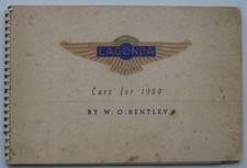 Lagonda Cars for 1939 Original Sales Brochure 6 & 12 Cylinder by W O Bentley