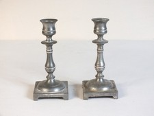 Pair Of Vintage Pewter Candle