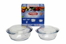 Pyrex Glass Round Classic Casserole Dish 2 pcs set with Lid Casserole