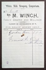 Undated M. Winch Fancy Draper & Milliner's, White Hill Drapery Emporium Receipt