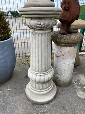 Round column fruit ribbon tall plinth grey stone pedestal figure display stand