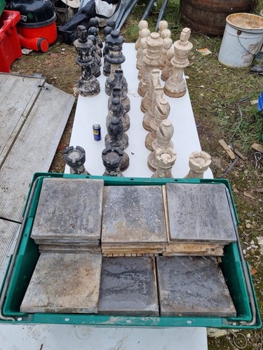 Outdoor garden stone chess set - chess,