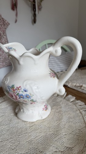 Ironstone vintage floral jug - vintage,