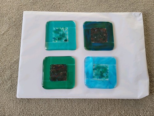 Fused glass coasters set - fused,