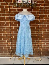 Baby Blue Sequin Embroidered Off-Shoulder Dress UK 8 Prom Gown #181