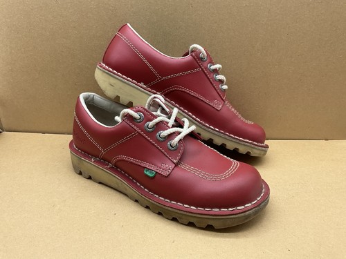 Kickers red leather lace - leather, up