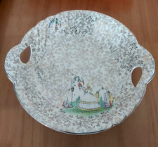 LARGE EARLY VINTAGE ENGLISH EMPIRE POTTERY CRINOLENE LADY BOWL WITH HANDLES
