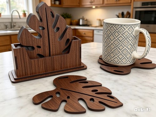 Monstera leaf coaster set - monstera,