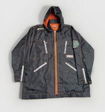 Men’s Urban Power Tech Jacket Black Orange Nylon Streetwear Hooded Reflective XL