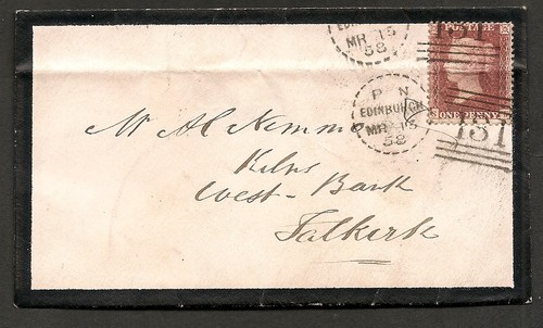 Postal history 1858 penny - gb,