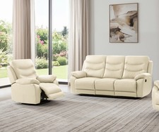 Cream italian leather seater - leather, 3