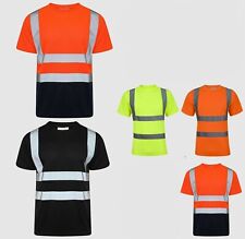 Hi Vis Viz Crew Neck T-Shirt Reflective Workwear Safety Orange Yellow Two Tone