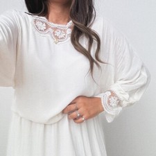 Zara white lace romantic summer coquette romantic midi dress small