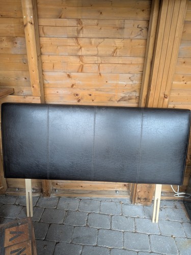 Black faux leather double bed - black,