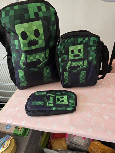 Minecraft lunch bag and pencil - minecraft,
