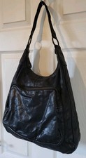 Kew , Jigsaw Large Black Genuine Leather Shoulder Bag Handbag