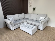 Silver plush chesterfield