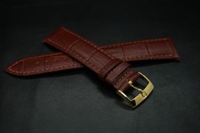 OEM Omega 18MM Genuine Brown Leather Strap + Gold Buckle