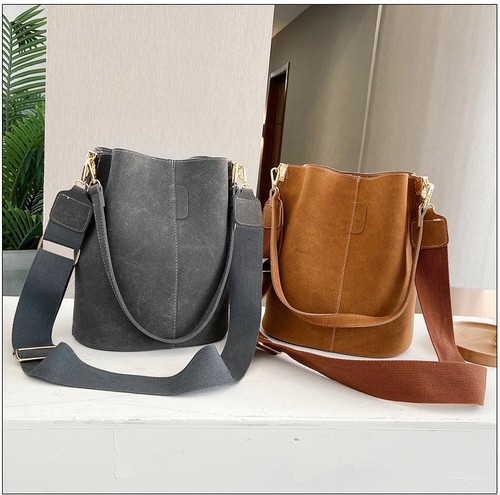 Leather suede bucket - leather, bag