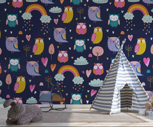 Cartoon owl rainbow kids - cartoon,