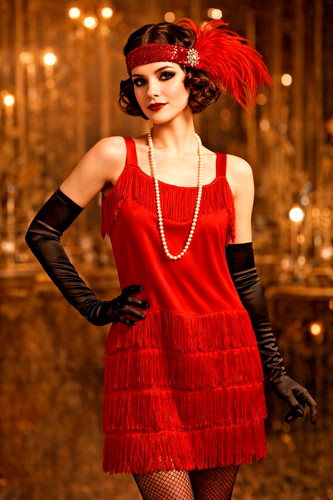 1920 flapper dress red - dress,
