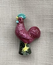 Miniature Pottery Red Cockerel Rooster Figurine Ornament Vintage