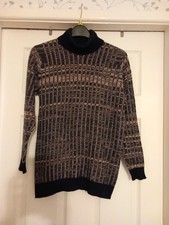 Navy Blue/ Pink Roll Neck