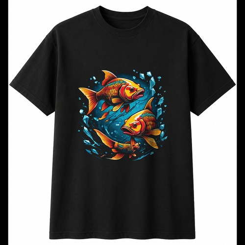Graphic ghost carp - ghost, shattered