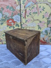 Lovely Old Vintage Wooden Box. Sloped Top. Possibly Shoe Polish Box