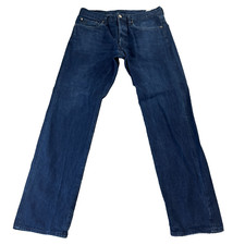 G-Star 3301 Straight Jeans 34 32 * Regular Fit Dark Blue Wash Faded Whiskers